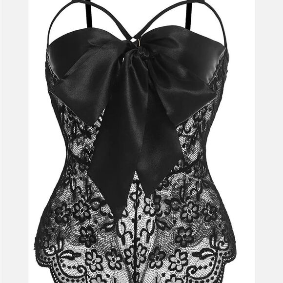 Unwrap Me Babydoll Big Bow Front Clourse Lingerie Women's Sexy Teddy Underwear - Picture 3 of 8